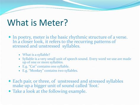 what is a meter in music and how does it relate to the structure of a poem?